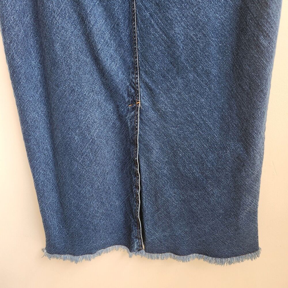 Bill Blass Jean Skirt Women 14 Blue Denim Back Slit Maxi Retro Grunge Casual Y2K - Picture 7 of 15